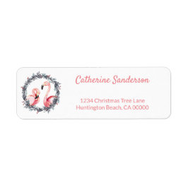 クリスマスフラミンゴスピンク差出人住所 ラベル