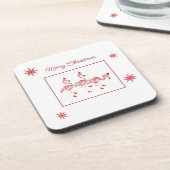 クリスマスフラミンゴスプラスチックのコースター コースター (左側)