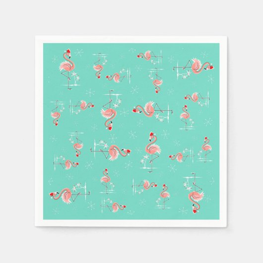 クリスマスフラミンゴツイスト紙ナプキン スタンダードカクテルナプキン (正面)