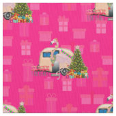 クリスマスフラミンゴトレーラー ファブリック (クローズアップ)