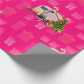 クリスマスフラミンゴトレーラー ラッピングペーパー (角)