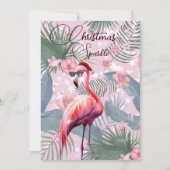 クリスマスフラミンゴトロピカルライツグリーティングカード 招待状 (正面)
