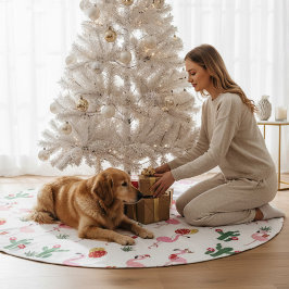 クリスマスフラミンゴパーティー |休日 ブラッシュドポリエステルツリースカート