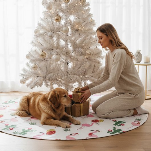 クリスマスフラミンゴパーティー |休日 ブラッシュドポリエステルツリースカート