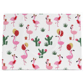 クリスマスフラミンゴパーティー |休日 ラージペーパーバッグ (正面)