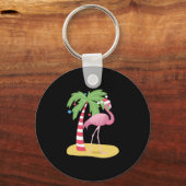 クリスマスフラミンゴビーチ キーホルダー (正面)