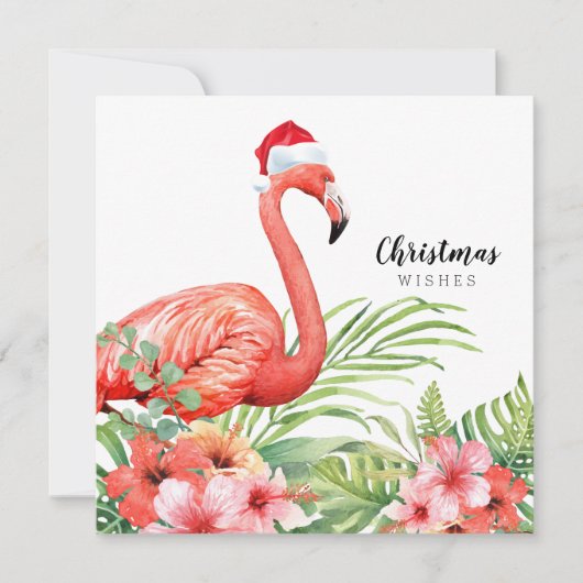 クリスマスフラミンゴフローラの緑の願い シーズンカード (正面)