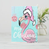 クリスマスフラミンゴブルーピンクグリーティング 案内状 (スタンド正面)