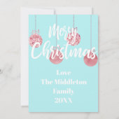 クリスマスフラミンゴブルーピンクグリーティング 案内状 (裏面)