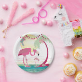 クリスマスフラミンゴホリデービーチシーン ペーパープレート (パーティー)