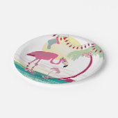 クリスマスフラミンゴホリデービーチシーン ペーパープレート (アングル)