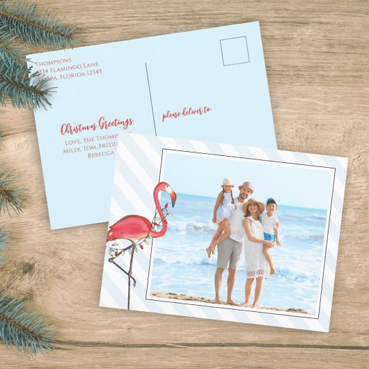クリスマスフラミンゴホリデーライツバジェット写真 シーズンポストカード