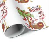 クリスマスフラミンゴホリデーラッピング紙 ラッピングペーパー (ロールコーナー)