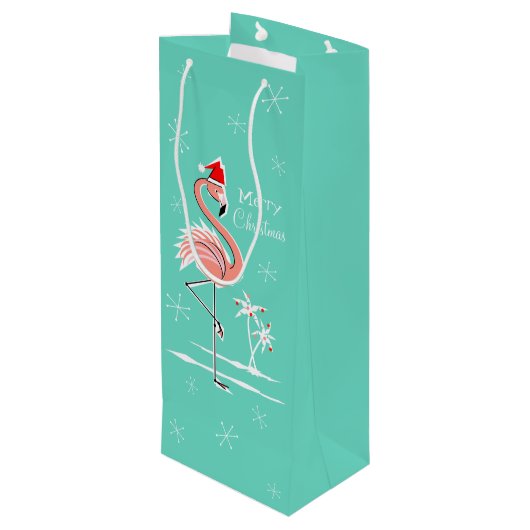 クリスマスフラミンゴメリークリスマスワイン抱き枕 ワインギフトバッグ (裏面アングル)