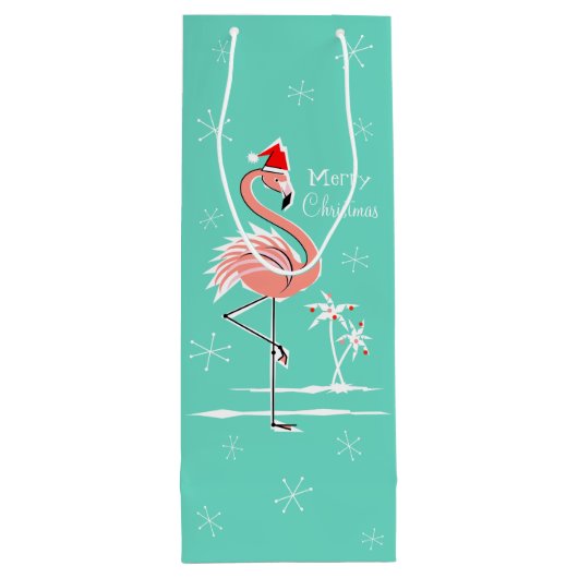 クリスマスフラミンゴメリークリスマスワイン抱き枕 ワインギフトバッグ (裏面)