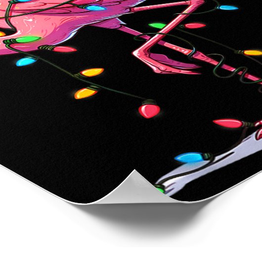 クリスマスフラミンゴラバーサンタクリスマス女性男子供 ポスター (角)