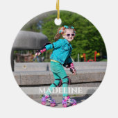 クリスマスフラミンゴ写真ブルーピンクガーリーかわいい セラミックオーナメント (裏面)