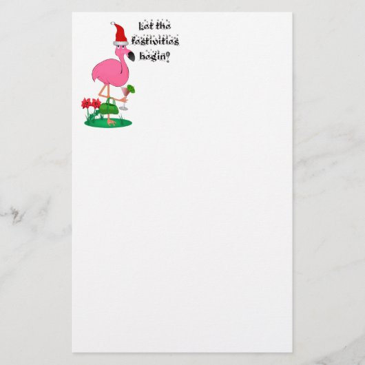 クリスマスフラミンゴ固定 便箋 (正面)