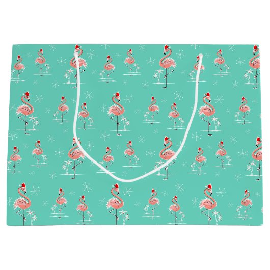 クリスマスフラミンゴ大数々の抱き枕 ラージペーパーバッグ (正面)