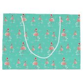 クリスマスフラミンゴ大数々の抱き枕 ラージペーパーバッグ (裏面)