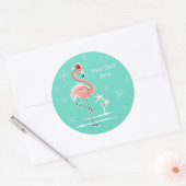 クリスマスフラミンゴ文字のシールのラウンド ラウンドシール (封筒)