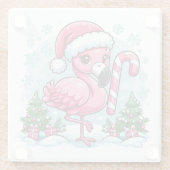 クリスマスフラミンゴ昇華クリップアート ガラスコースター (裏面)