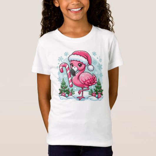 クリスマスフラミンゴ昇華クリップアート Tシャツ (正面)