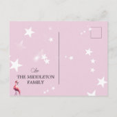 クリスマスフラミンゴ熱帯灯グリーティング ポストカード (裏面)