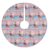 クリスマスフラミンゴ着用休日リース ブラッシュドポリエステルツリースカート (正面)