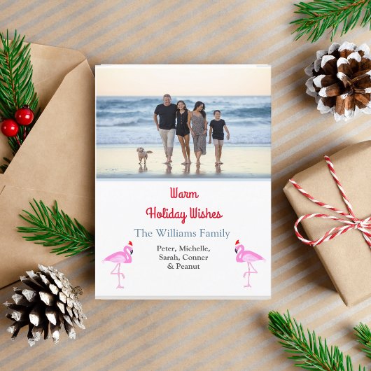 クリスマスフラミンゴ1フォトトロピカルシンプル シーズンカード