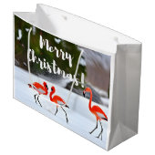クリスマスフラミンゴ ラージペーパーバッグ (正面アングル)