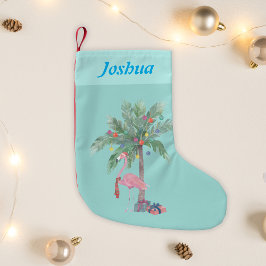 クリスマスフラミンゴ 名前入り 小さいクリスマス用ストラップブーツ スモールクリスマスストッキング
