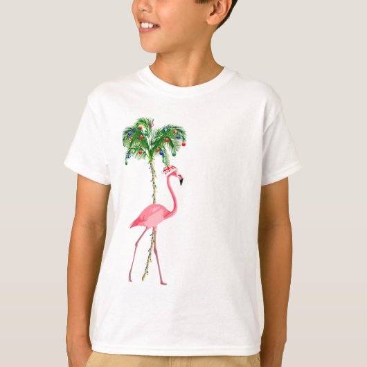 クリスマスフラミンゴ Tシャツ (正面)