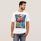 クリスマスフラミンゴAs Santa Claus-47476時計 Tシャツ (正面フル)