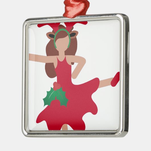 クリスマスフラメンコダンサー絵文字 メタルオーナメント (左)