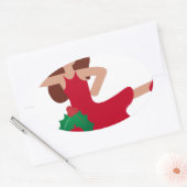 クリスマスフラメンコダンサー絵文字 楕円形シール (封筒)
