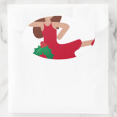 クリスマスフラメンコダンサー絵文字 楕円形シール (バッグ)