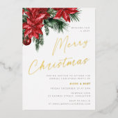 クリスマスフラリッシュクラシッククリスマスクリスマスパーティー金ゴールド 箔招待状 (正面)