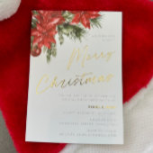 クリスマスフラリッシュクラシッククリスマスクリスマスパーティー金ゴールド 箔招待状
