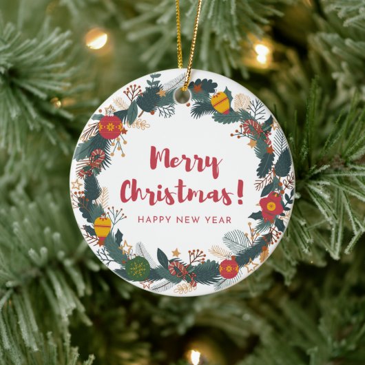 クリスマスフラワーのオーナメント セラミックオーナメント (ツリー)