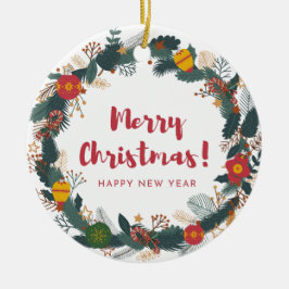 クリスマスフラワーのオーナメント セラミックオーナメント