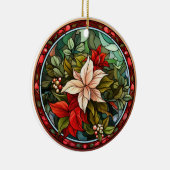 クリスマスフラワーのステンドグラススタイル セラミックオーナメント (右)