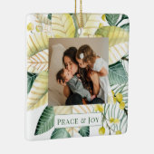 クリスマスフラワーの平和と喜びの休日の写真 セラミックオーナメント (右)