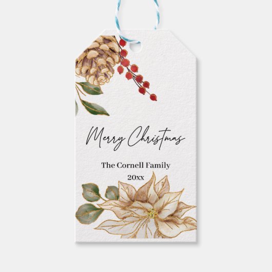 クリスマスフラワーウォーターの色 ギフトタグ (正面)