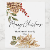 クリスマスフラワーウォーターの色 ワインラベル (シングルラベル)