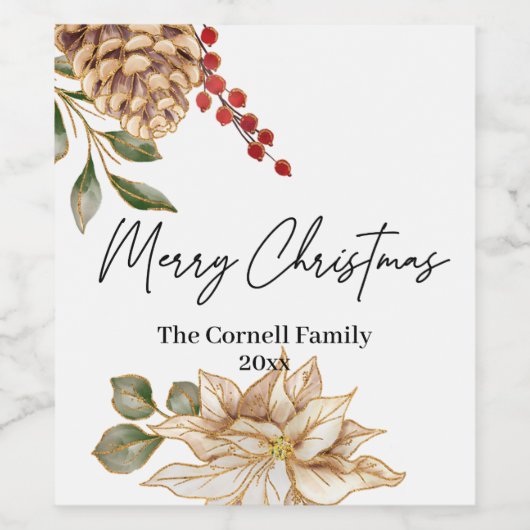 クリスマスフラワーウォーターの色 ワインラベル (シングルラベル)