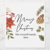 クリスマスフラワーウォーターの色 ワインラベル (シングルラベル)