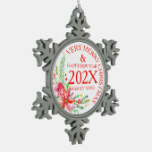 クリスマスフラワーズブーケ&文字テンプレート スノーフレークピューターオーナメント (左)