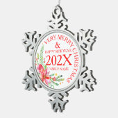 クリスマスフラワーズブーケ&文字テンプレート スノーフレークピューターオーナメント (右)