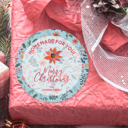 クリスマスフラワーズホームメイドグッズ休日ベーキング ラウンドシール